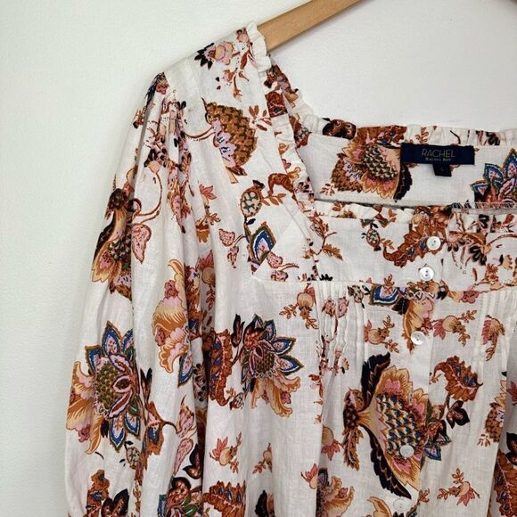 Rachel Rachel Roy Women’s Linen Blend Fall Floral Crop Blouse Midi Belted Skirt - Picture 4 of 13